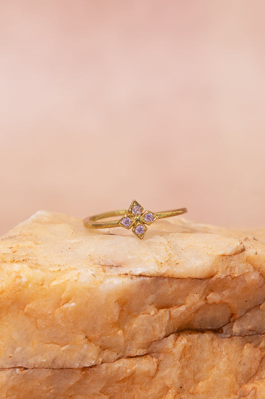 Clover Bloom Brass Adjustable Ring (Anti Tarnish)
