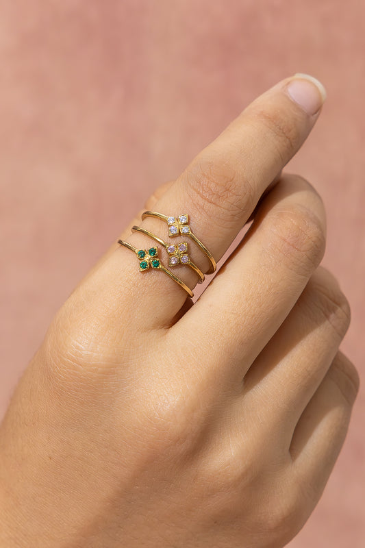 Clover Bloom Brass Adjustable Ring (Anti Tarnish)