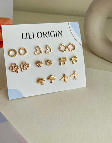 14 Stud Earrings and Pouch Festive Hamper - Lili-Origin