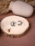Moon Oxidised Silver Earring