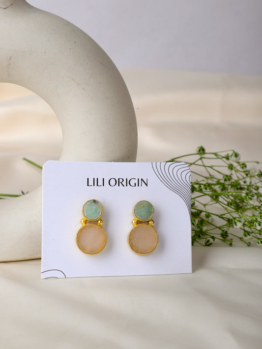 Dual Stone Crystal Earring - Lili-Origin