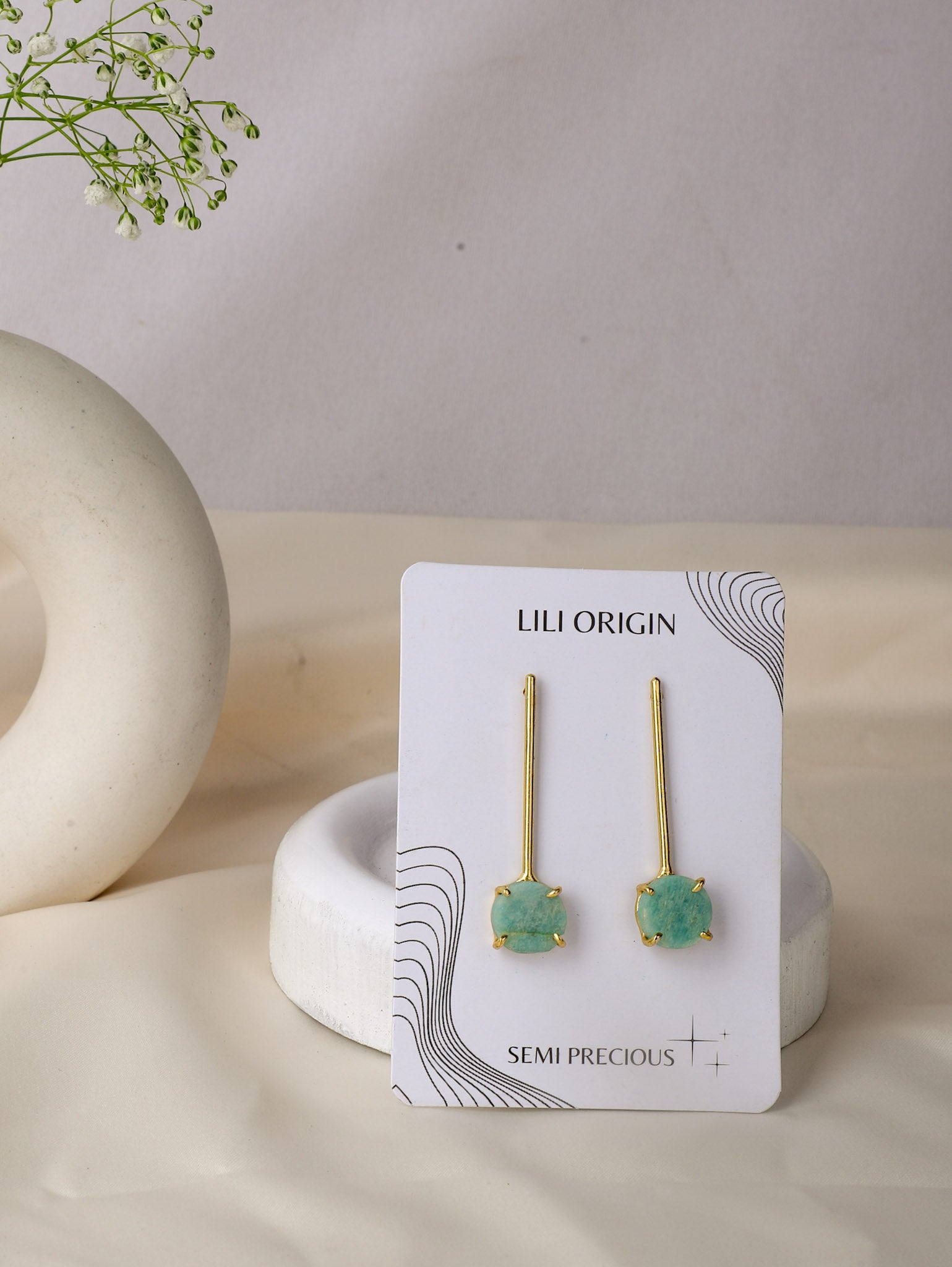 Long Green Amazonite Earring - Lili-Origin
