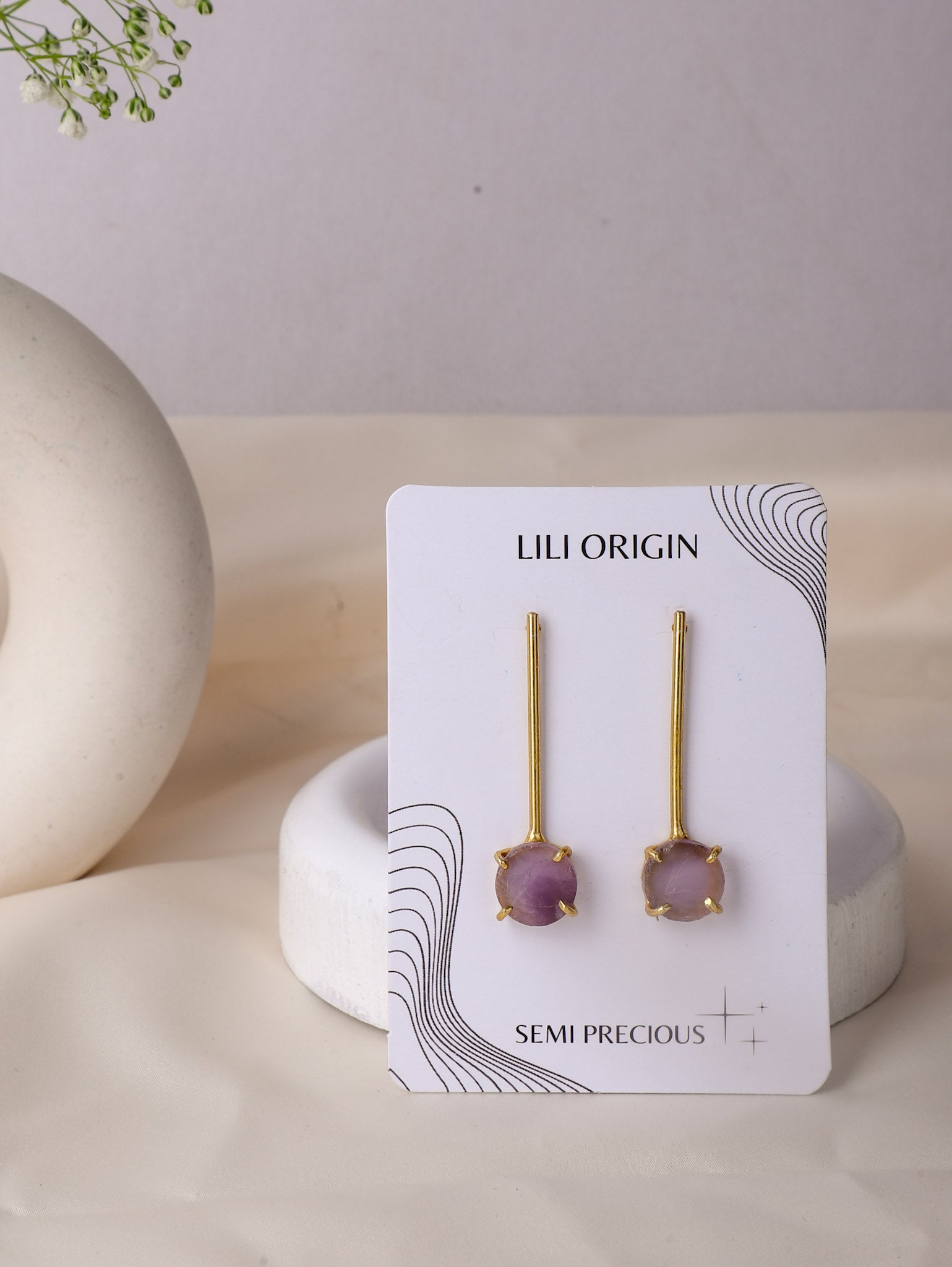 Long Amethyst Crystal Earring - Lili-Origin