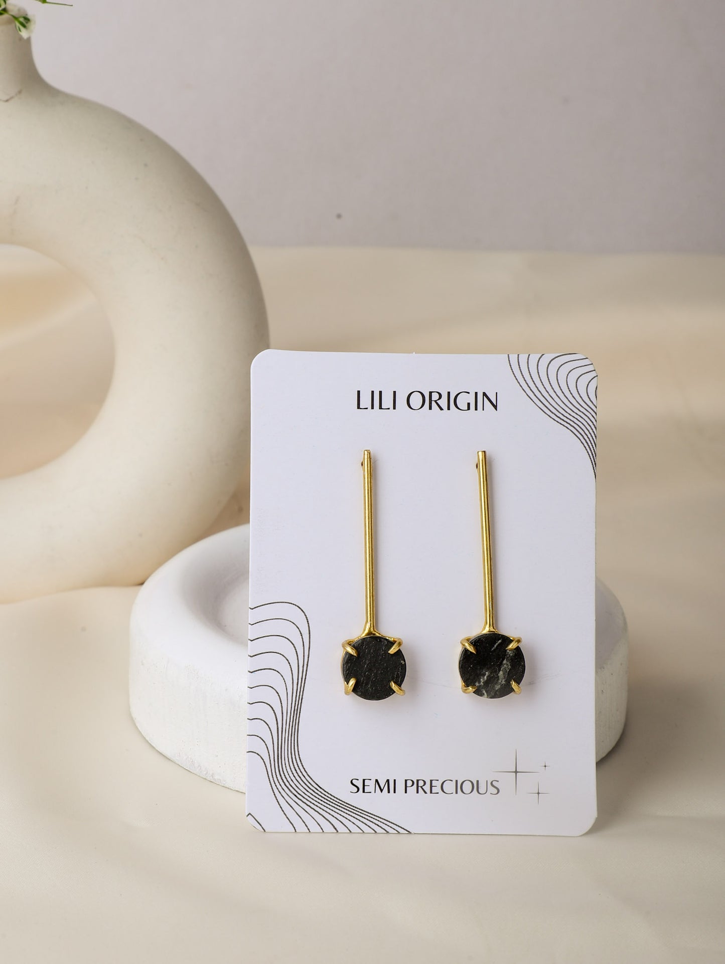 Long Black Tourmaline Crystal Earring - Lili-Origin