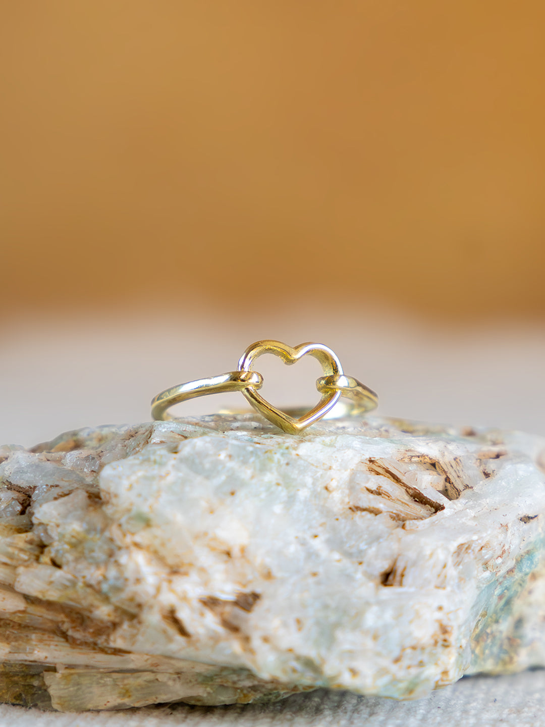 Linked Heart Brass Adjustable Ring (Anti Tarnish)