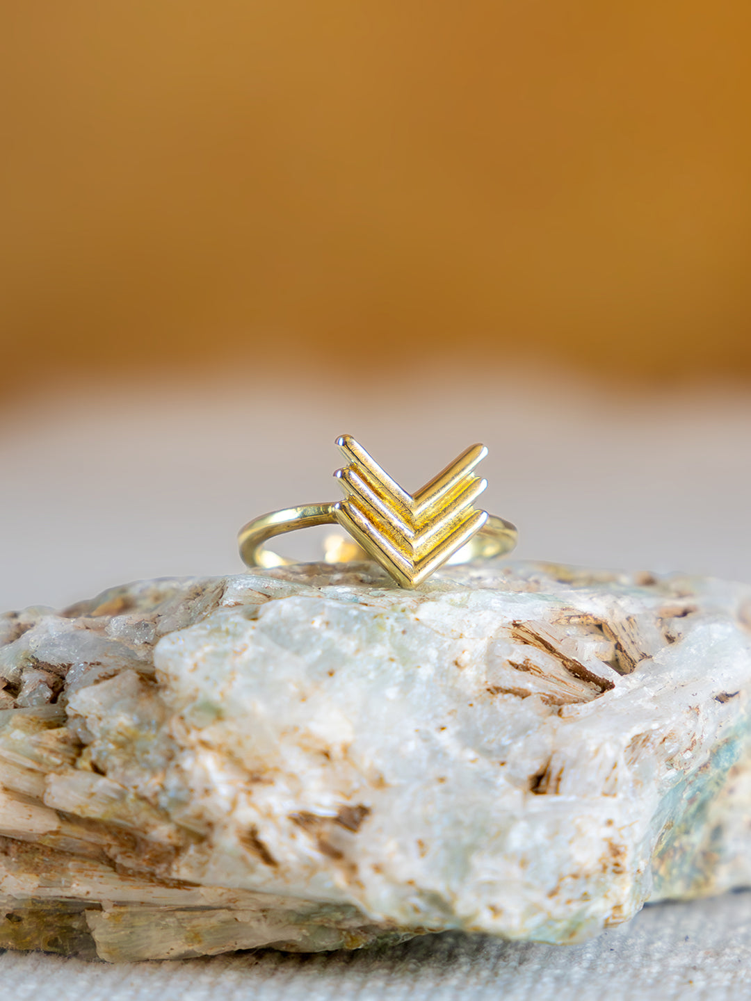 Arrow Brass Adjustable Ring (Anti Tarnish)