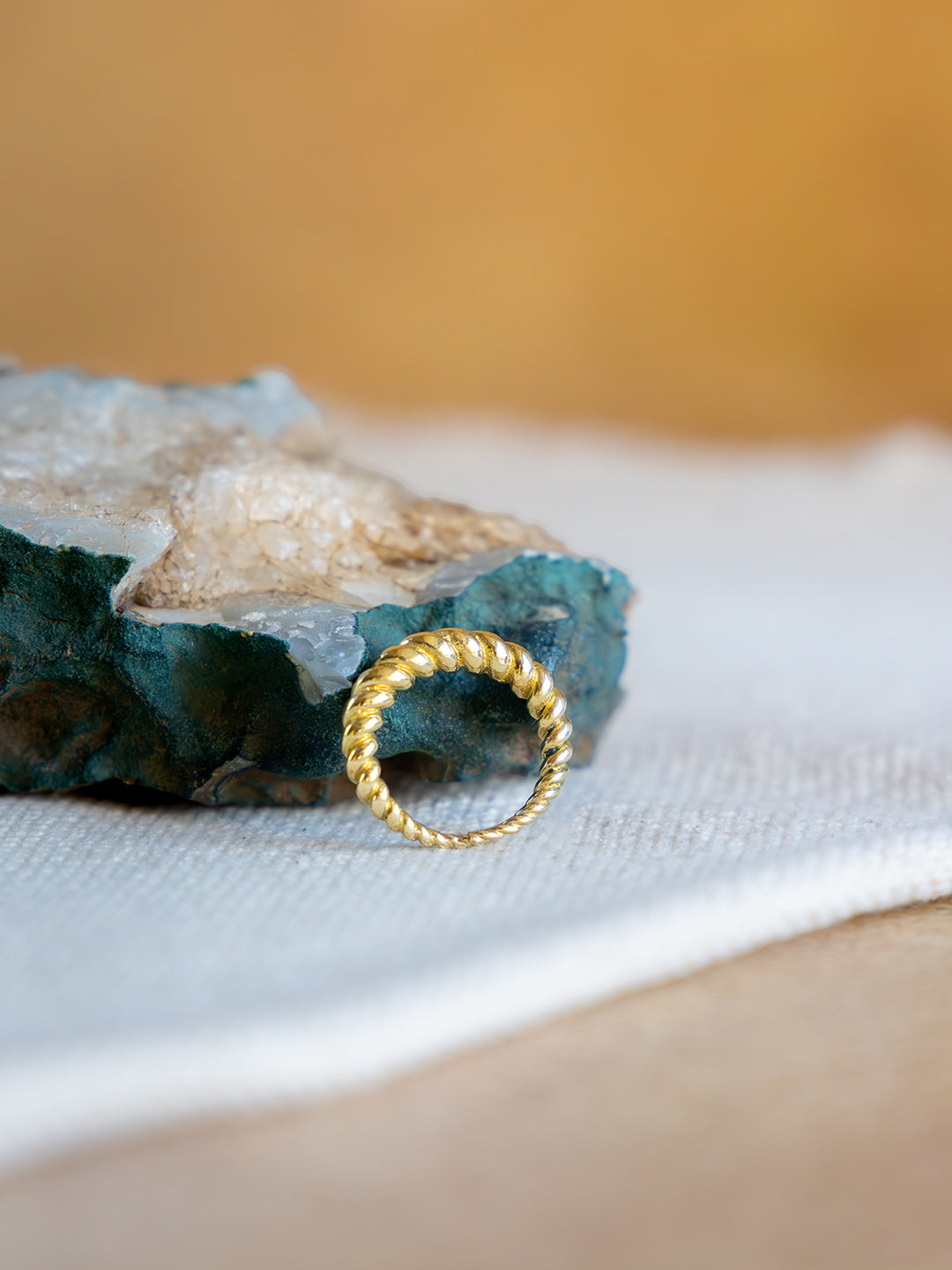 Rope Twist Brass Adjustable Ring (Anti Tarnish)