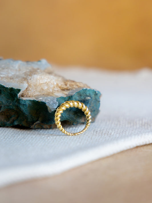 Rope Twist Brass Adjustable Ring (Anti Tarnish)