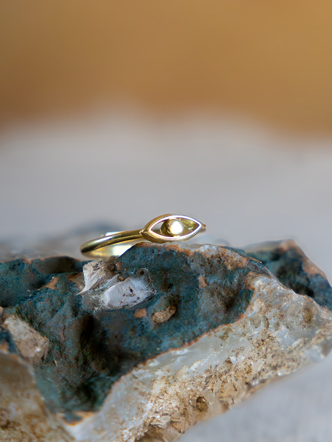 Evil Eye Brass Adjustable Ring (Anti Tarnish)