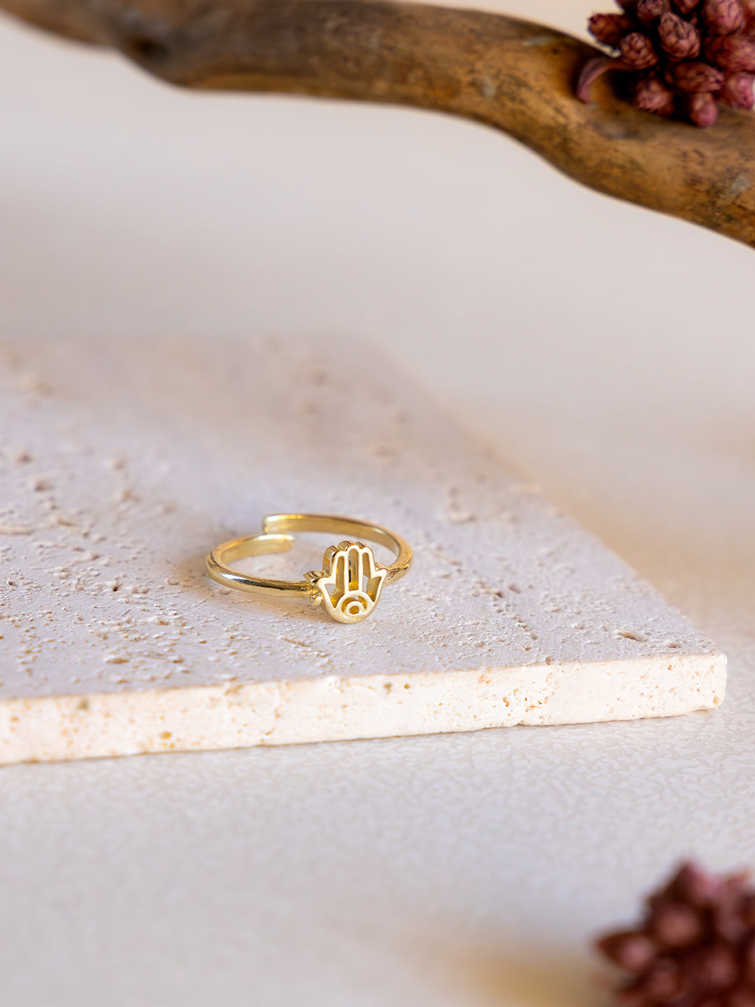 Hamsa Brass Ring Brass Adjustable Ring (Anti Tarnish)