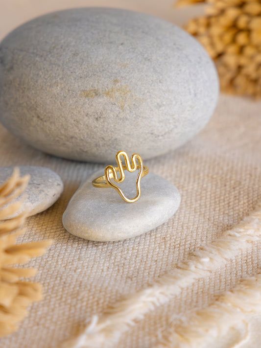 Peace Palm Brass Adjustable Ring (Anti Tarnish)