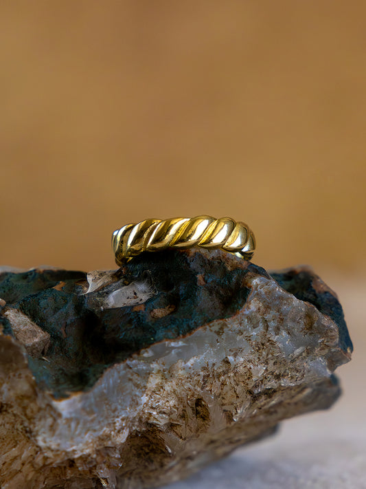 Twill Brass Adjustable Ring (Anti Tarnish)
