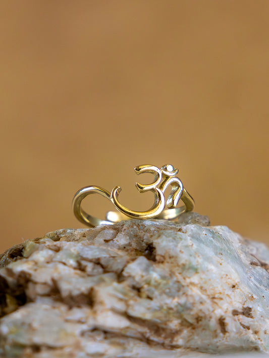 Divine Om Brass Adjustable Ring (Anti Tarnish)