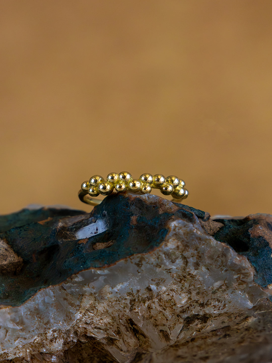 Beadlet Brass Adjustable Ring (Anti Tarnish)