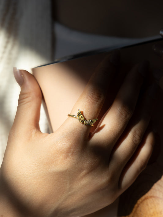 Feather flow Brass Adjustable Ring (Anti Tarnish)
