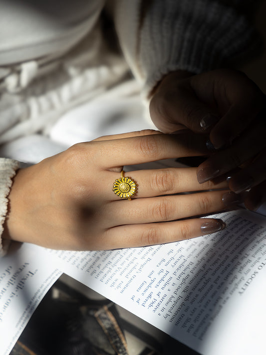 Sunbloom Brass Adjustable Ring (Anti Tarnish)