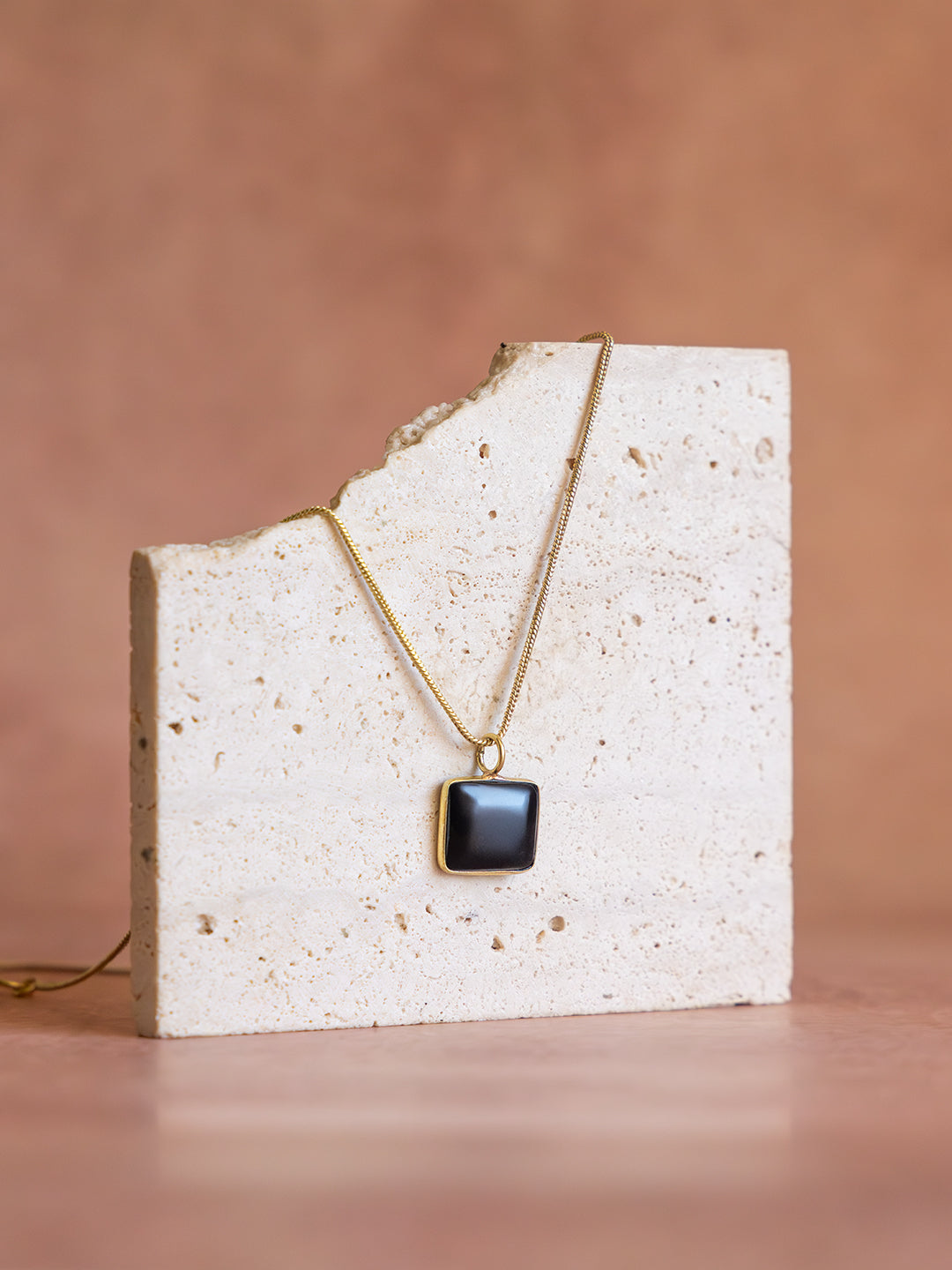 Midnight Square Brass Necklace (Anti Tarnish)