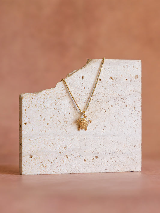 Turtle Charm Brass Necklace (Anti Tarnish)