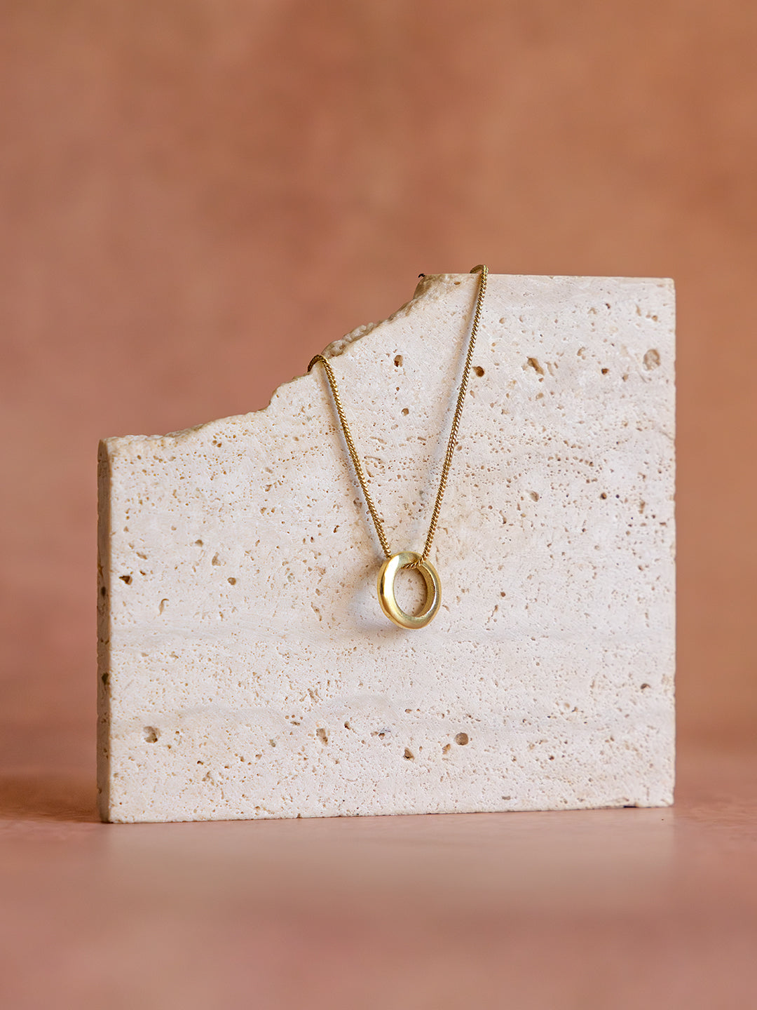 Golden Circle Brass Necklace (Anti Tarnish)