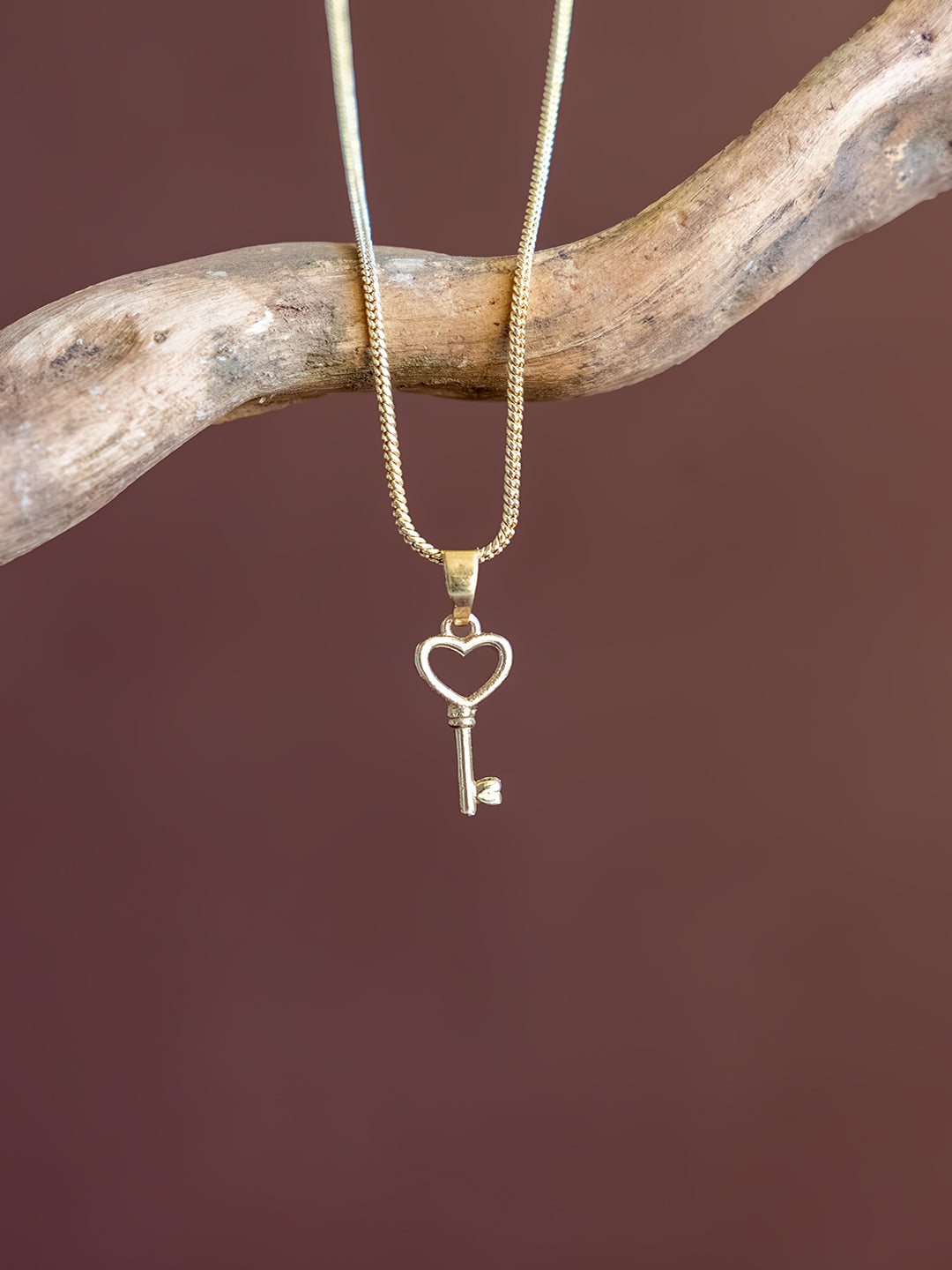 Keyheart Brass Necklace (Anti Tarnish)
