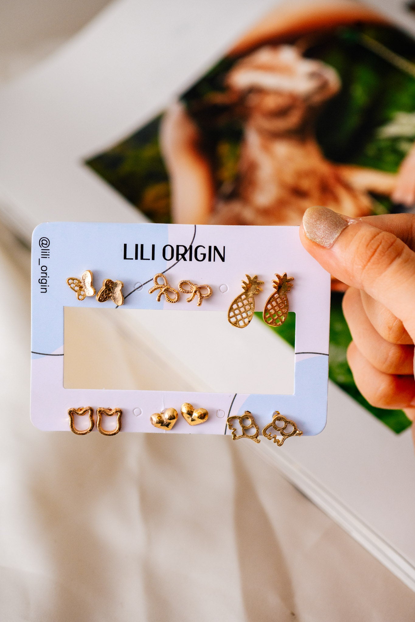 6 Pair Lili Stud earring - Lili-Origin