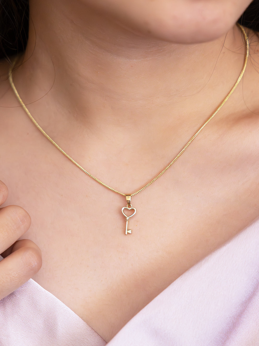 Keyheart Brass Necklace (Anti Tarnish)