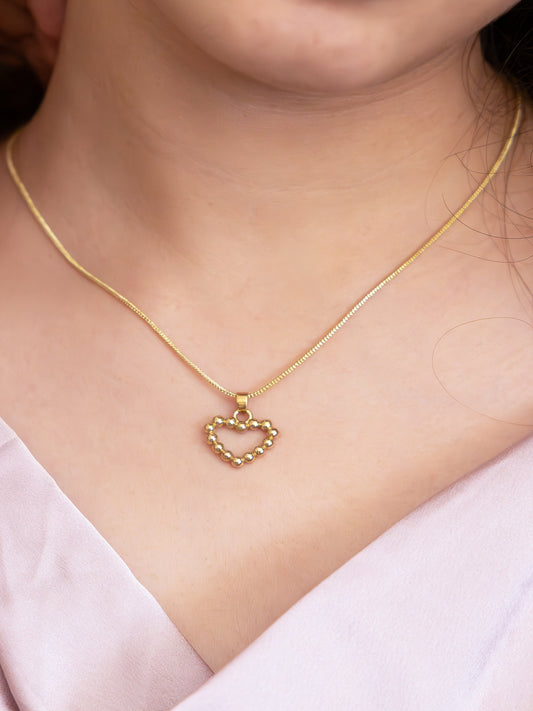 Beaded Heart Brass Necklace (Anti Tarnish)