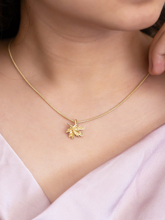 Veinline Leaf Brass Necklace (Anti Tarnish)