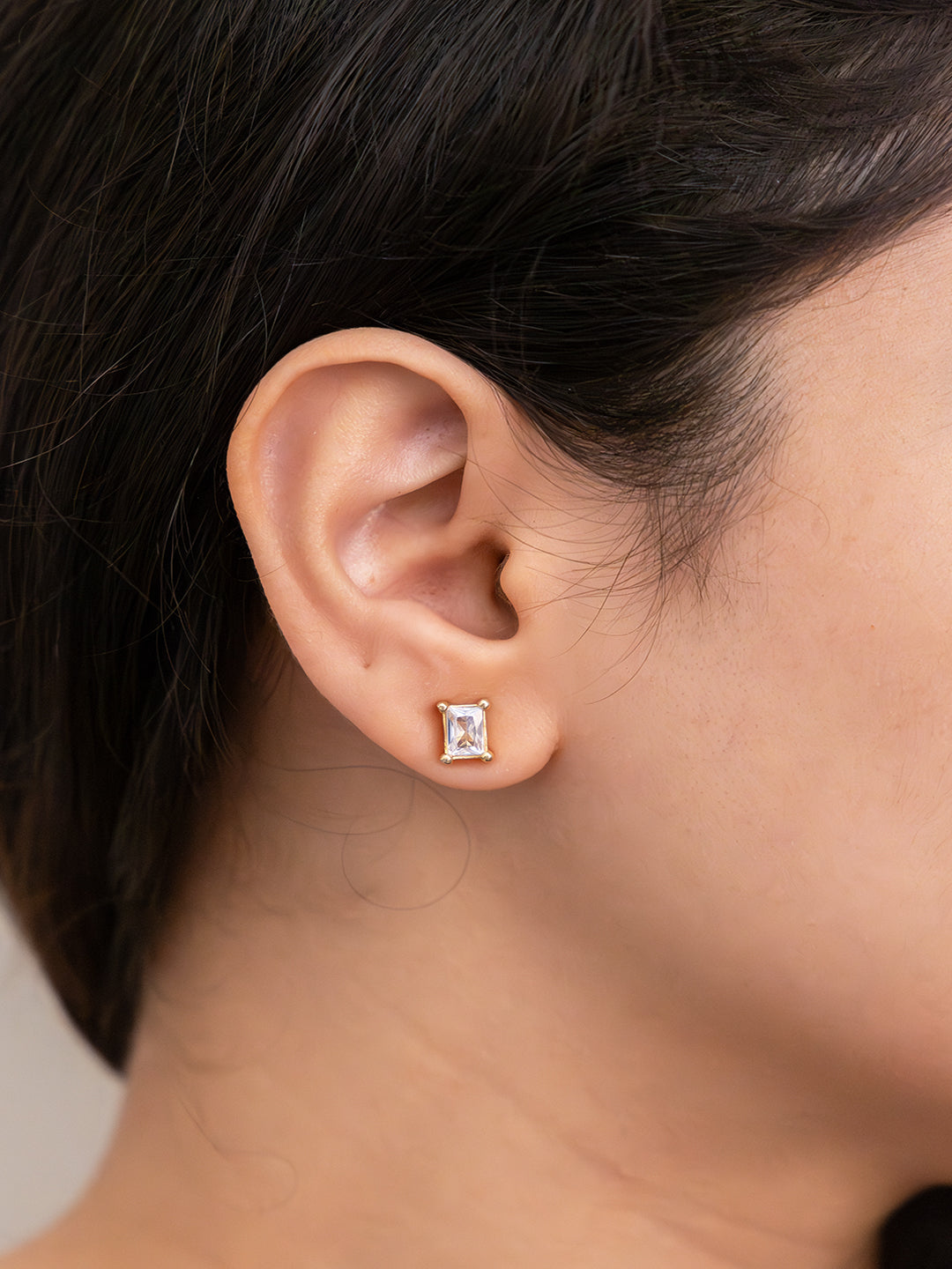 Aura Rectangle Diamond Brass Studs (Anti Tarnish)