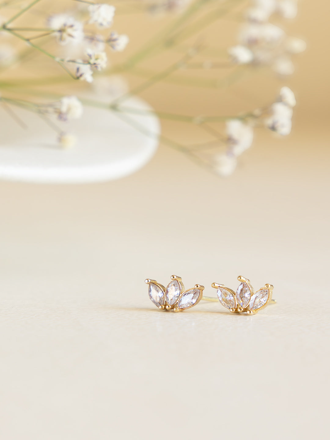 Tri-Petal Diamond Brass Studs (Anti Tarnish)