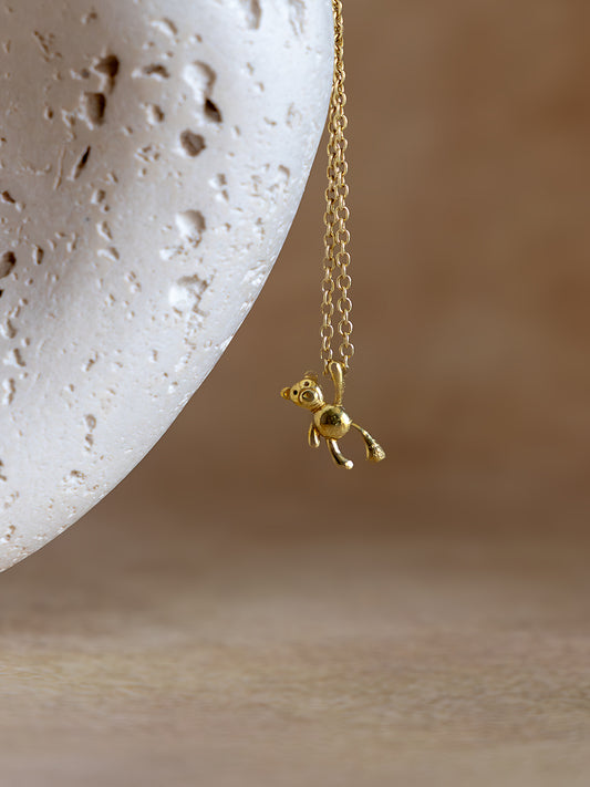 Little Teddy Charm Brass Necklace (Anti Tarnish)