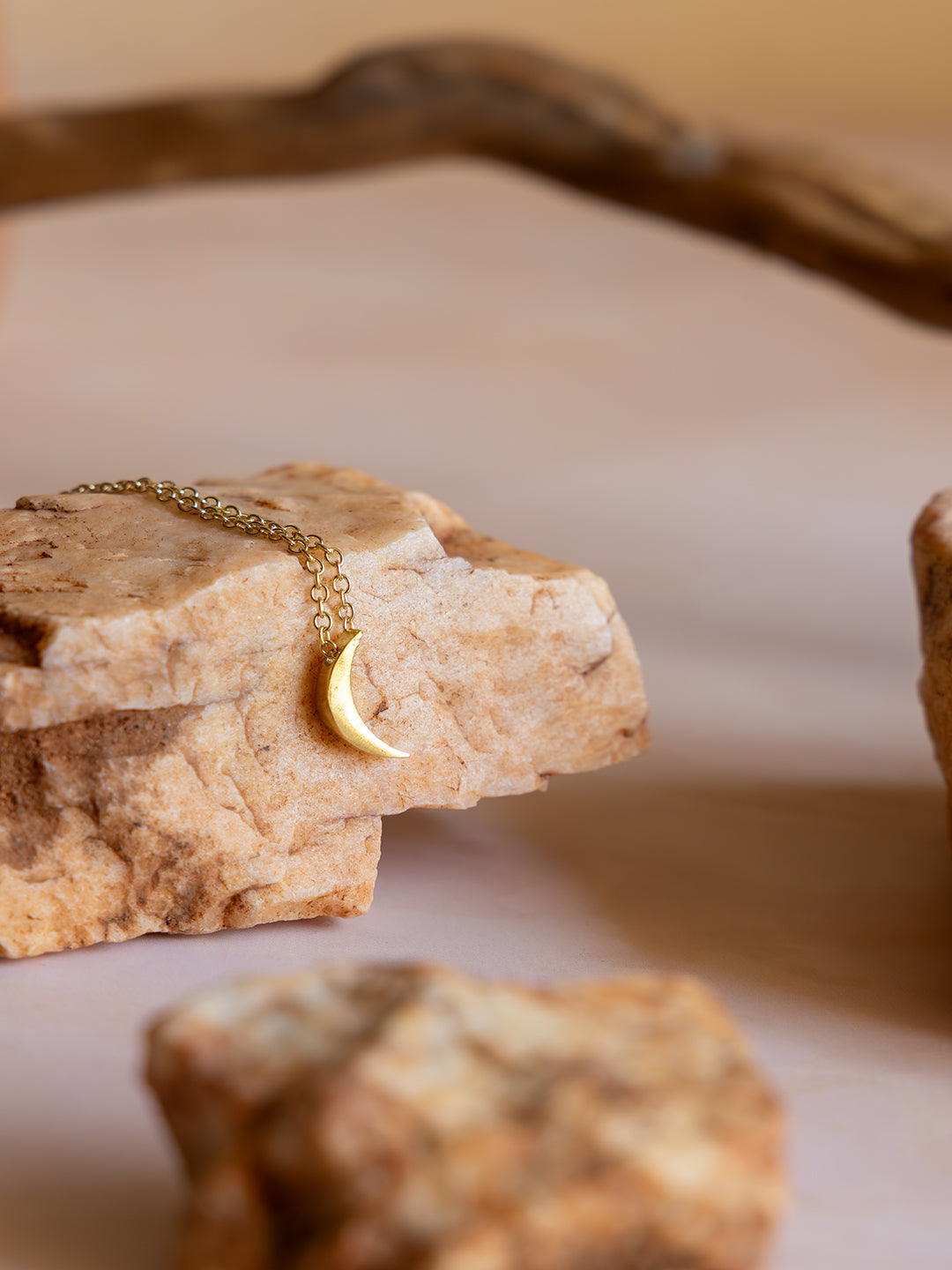 Luna Crescent Charm Brass Necklace (Anti Tarnish)