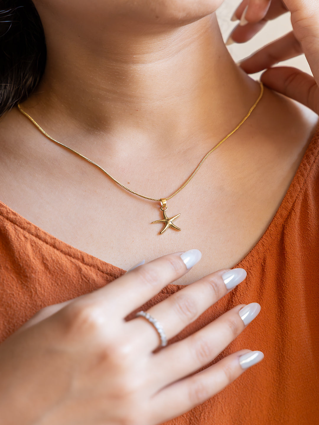 Ocean Star Charm Brass Necklace (Anti Tarnish)