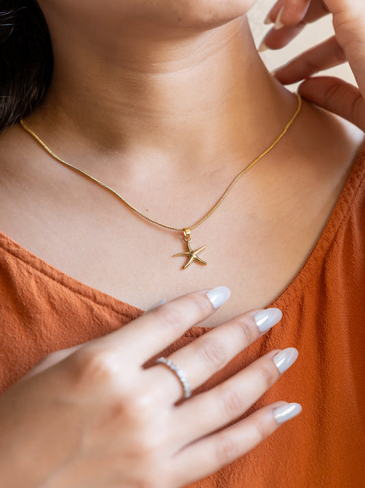 Ocean Star Charm Brass Necklace (Anti Tarnish)