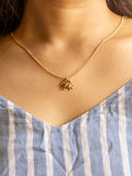 Golden Cancer Zodiac Brass Necklace (Anti Tarnish)