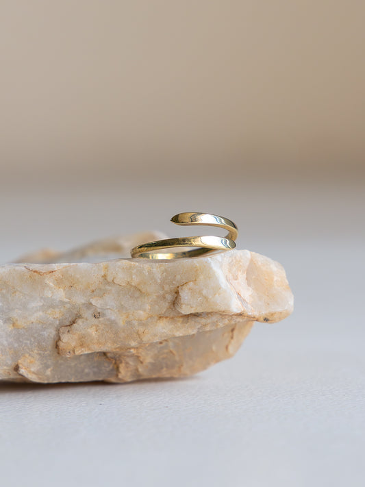 Dual Arc Brass Adjustable Ring (Anti Tarnish)