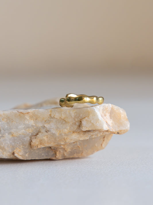 Bubble Band Brass Adjustable Ring (Anti Tarnish)