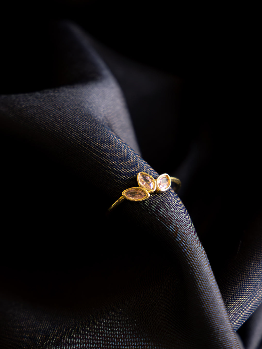 Lily Petal Brass Adjustable Ring (Anti Tarnish)