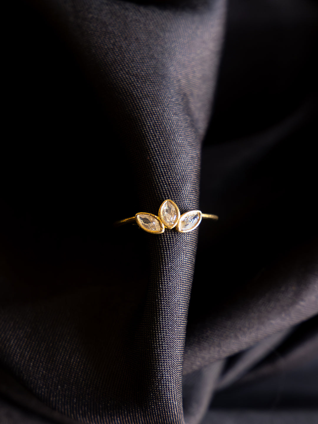 Lily Petal Brass Adjustable Ring (Anti Tarnish)