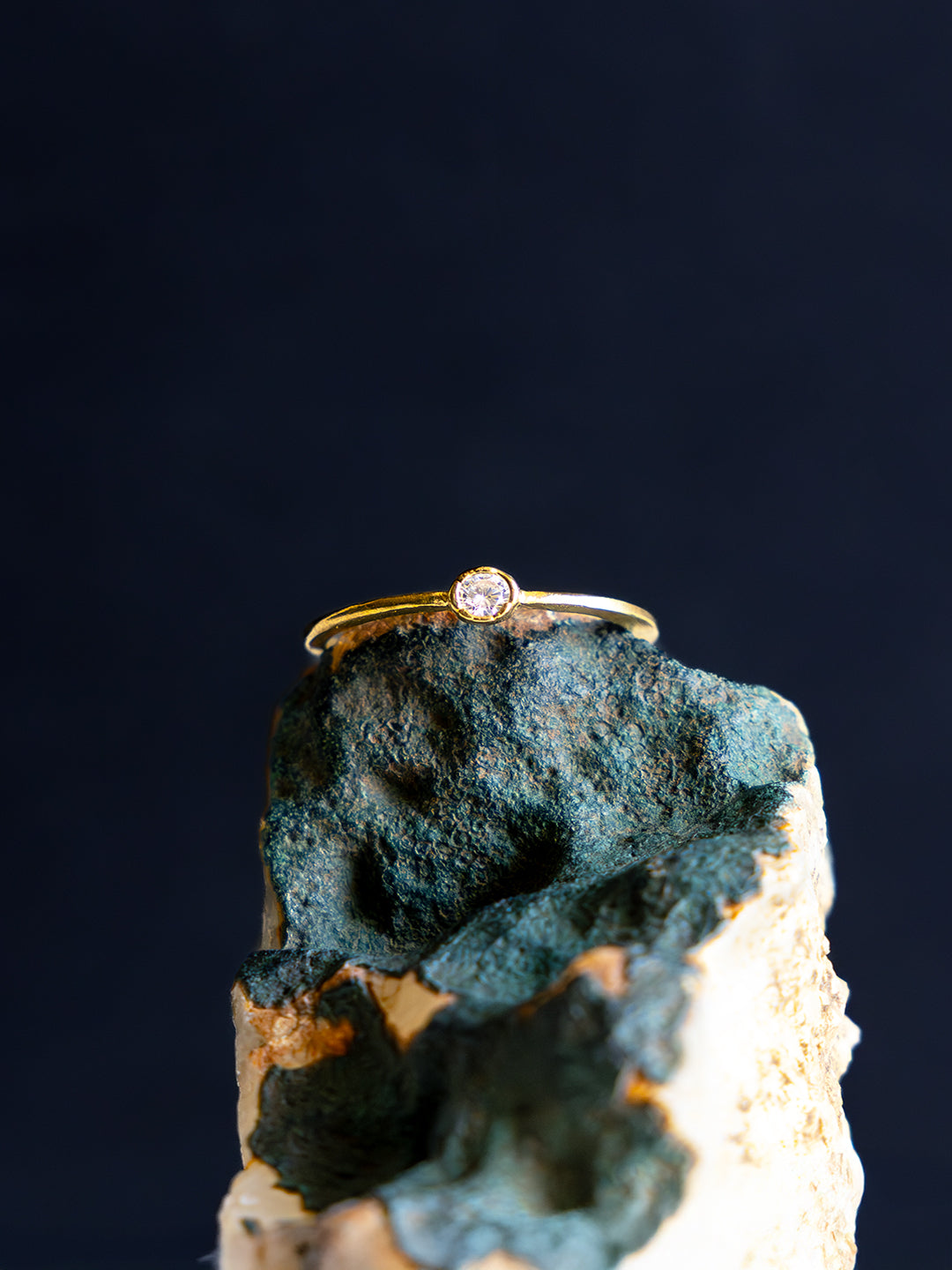 Luna Dot Brass Adjustable Ring (Anti Tarnish)