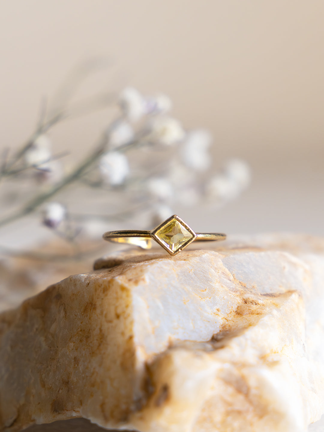 Lumi Square Brass Adjustable Ring (Anti Tarnish)
