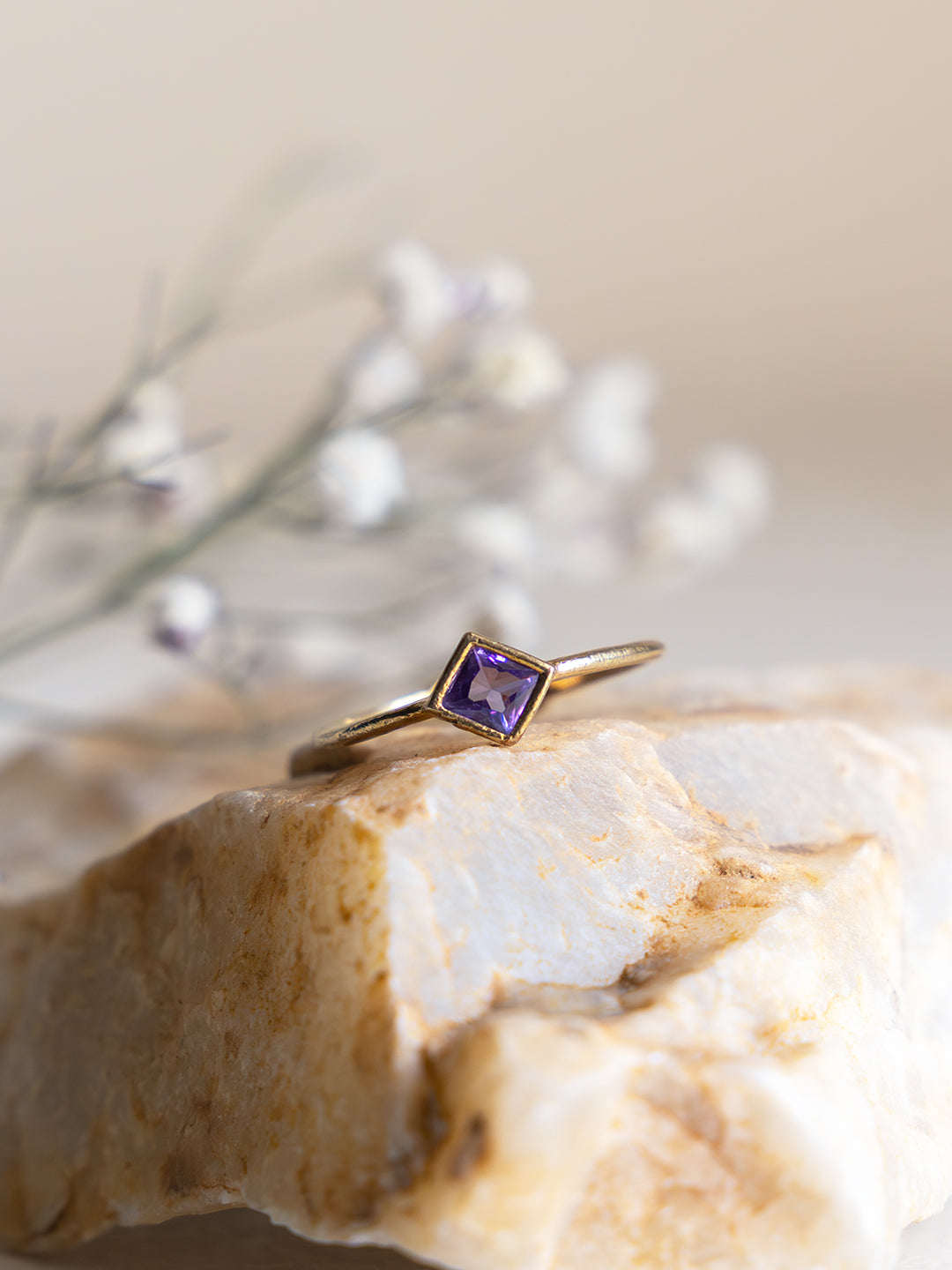 Lumi Square Brass Adjustable Ring (Anti Tarnish)