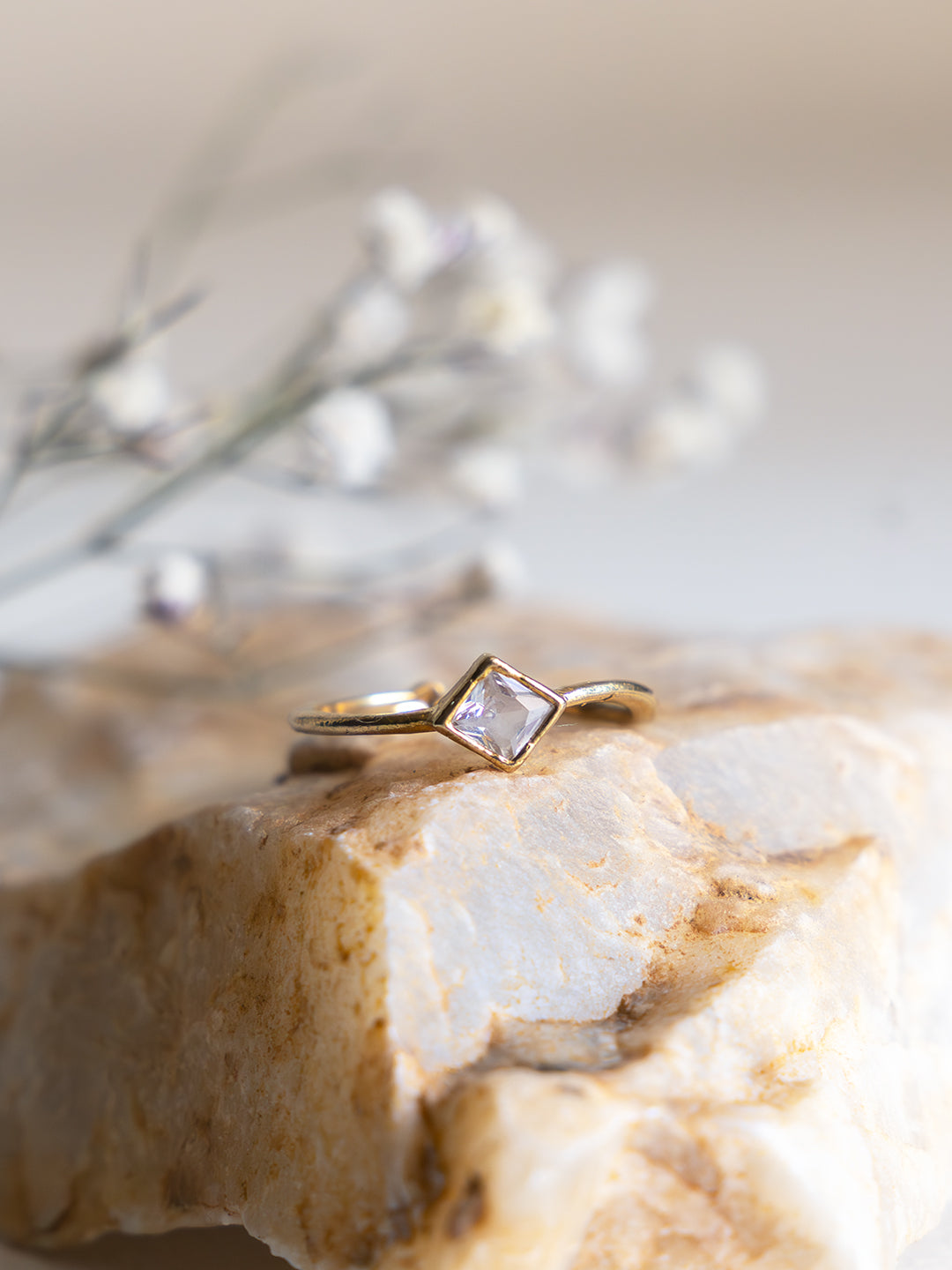 Lumi Square Brass Adjustable Ring (Anti Tarnish)