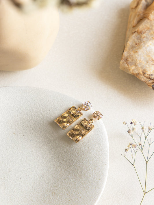 Textured Rectangle Drop Earrings