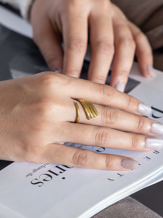 Layerline Ring Brass Adjustable Ring (Anti Tarnish)