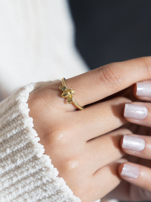 Gold Bee Brass Brass Adjustable Ring (Anti Tarnish)