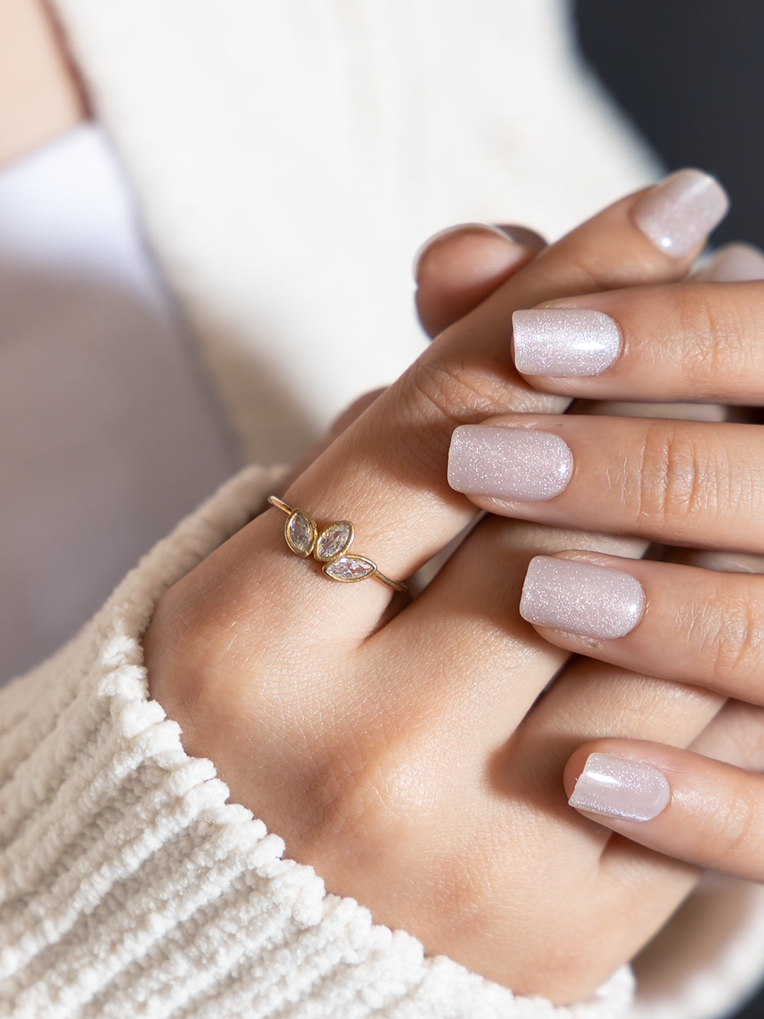 Lily Petal Brass Adjustable Ring (Anti Tarnish)