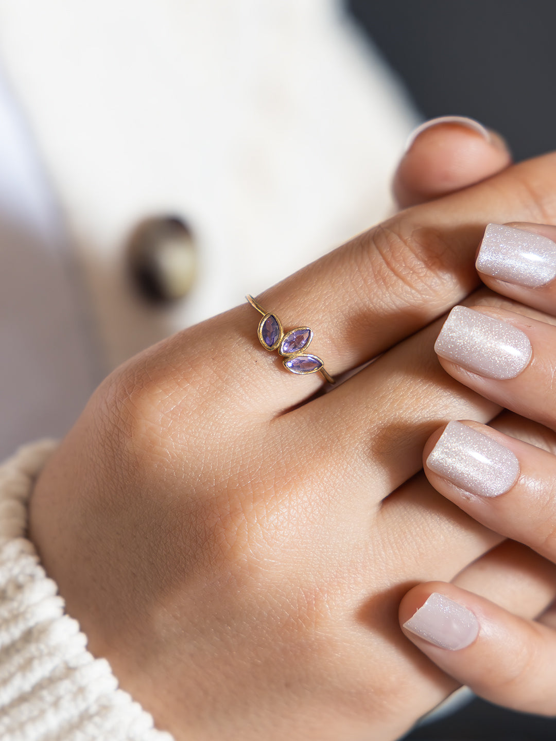 Lily Petal Brass Adjustable Ring (Anti Tarnish)