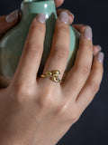 Gold Mushroom Brass Adjustable Ring (Anti Tarnish)