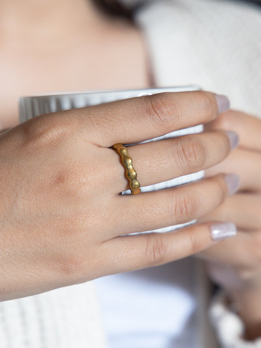 Bubble Band Brass Adjustable Ring (Anti Tarnish)